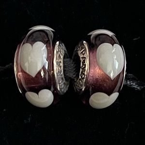 Pandora Murano Purple Heart Charms - RETIRED
